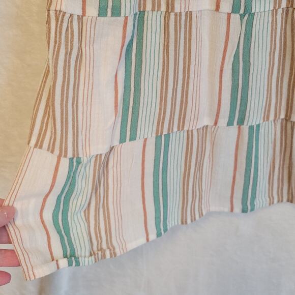 J.Jill Stiped Tiered Boho Tunic Top Women's Tassel Coastal Beachy Resort Size‎ L - Picture 6 of 7